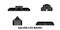 France, Salins Les Bains flat travel skyline set. France, Salins Les Bains black city vector illustration, symbol