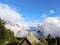 France Savoie Alps rainbow and clouds in Maurienne moutain with blue sky