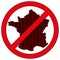 France silhouette with the word virus in prohibitory sign