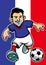 France soccer player with flag background