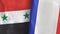 France and Syria two flags textile cloth 3D rendering