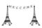 France Tourism Concept. Welcome Sign on the rope with Eiffel Tow