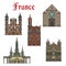 France travel landmarks vector buildings icons