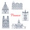 France travel landmarks vector buildings icons