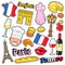 France Travel Scrapbook Stickers, Patches, Badges for Prints with Kiss, Champagne and French Elements