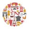 France travel sightseeing icons and vector landmarks poster