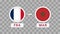 France vs Morocco Match Design Element. Flags Icons isolated on transparent background. Football Championship Competition