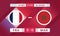 France vs Morocco Match Design Element. Flags Icons with transparency isolated on red background. Football Championship