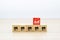 Franchise business. a cube shape wooden toy blog stacked with franchise marketing icons store of business growth