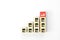 Franchise or franchising, Cube wooden toy block stack in pyramid with franchises business store icon for small business goal to