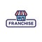 Franchise Icon Set with Home Office, corporate Headquarters and