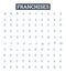 Franchises vector line icons set. Franchises, franchising, franchisors, franchisees, licensing, business, startups