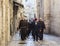 Franciscan Fathers on via Dolorosa procession. Jerusalem. Israel.