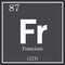 Francium chemical element, dark square symbol