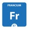 Francium Fr chemical element. Francium Sign with atomic number. Chemical 87 element of periodic table. Periodic Table of the