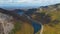 Franconia Notch fall foliage aerial view, New Hampshire NH, USA