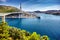 Franjo Tudjman bridge and blue lagoon with harbor of Dubrovnik,Dalmatia,Croatia,Europe