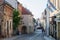 Franjo Tudjman street, the main street of the Slavonia city of Vukovar, in northern Croatia, with its iconic buildings