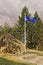 Frank mountain slide interpretive center Alberta flag