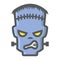 Frankenstein filled outline icon, halloween scary