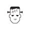 Frankenstein head icon in black and white.