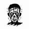 Frankenstein Head Illustration: Darkroom Printing Inspired Zombie Icon