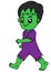 Frankenstein illustration cute holding going for trick or treat candies chocolates cookies halloween costume party colouring page