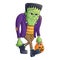 Frankenstein Monster Walking with Pumpkin Pail