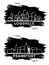 Frankfort and Louisville Kentucky USA City Skyline Silhouettes Set. Hand Drawn Sketch