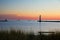 Frankfort Michigan Lighthouse at Sunset. Benzie County.