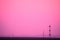 Frankfurt Airport at sunrise, pink sky, FRA, runway view