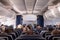 Frankfurt Germany 18.11.19 Condor Air airplane logo passengers and Board Crew inside a Boeing Airplane