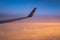 Frankfurt Germany 18.11.19 Condor Air airplane in the sky winglet in front of sunset or sunrise colorful sky clouds