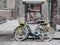 Frankfurt, Germany - December 03: Bikes by bike rental company Byke in the snow on December 03, 2017 in Frankfurt