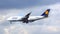 FRANKFURT, GERMANY - FEB 28th, 2015: The Lufthansa Boeing 747 - MSN 26427 - D-ABVN, named Dortmund landing at Frankfurt