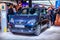 FRANKFURT, GERMANY - SEPT 2019: blue violet SEAT MII ELECTRIC small hatchback, IAA International Motor Show Auto Exhibtion