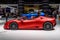 FRANKFURT, GERMANY - SEPT 2019: pink cabrio sports car LAMBORGHINI HURACAN SPYDER, IAA International Motor Show Auto Exhibtion