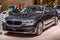 FRANKFURT, GERMANY - SEPT 2019: violet BMW 5 5er G30 sedan, IAA International Motor Show Auto Exhibtion