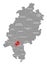 Frankfurt am Main county red highlighted in map of Hessen Germany