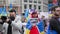 FRANKFURT AM MAIN, GERMANY- APRIL 10, 2022: rally in support of Ukraine, many male and female people in blue and yellow