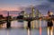 Frankfurt skyline at dusk in HDR