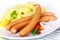 Frankfurter Sausage with mustard,potato