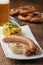 Frankfurter sausages on rustic wood