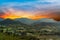 Franschhoek wine valley from above during twilight Western Province South Africa