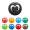 Frantic heart icons set color