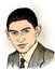 Franz Kafka portrait in line art illustration. Editable layers.