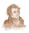 Franz Schubert Engraving Style Sketch Portrait