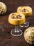 Frappe coffee glace in glasses. Christmas dessert