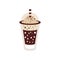 Frappuccino with ice in takeaway cup vector Illustration