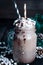 Frapuccino with whipped cream and chocolate syrup